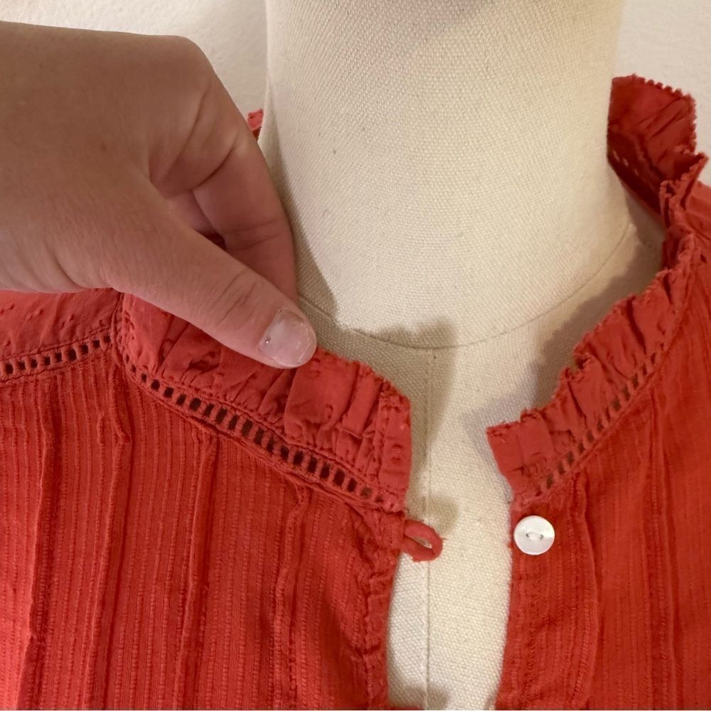 [Faherty] Women's Rust Button Down Blouse - Size M - Picture 3 of 7